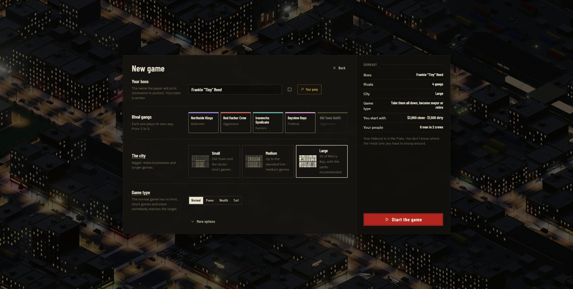 Setting up a new game